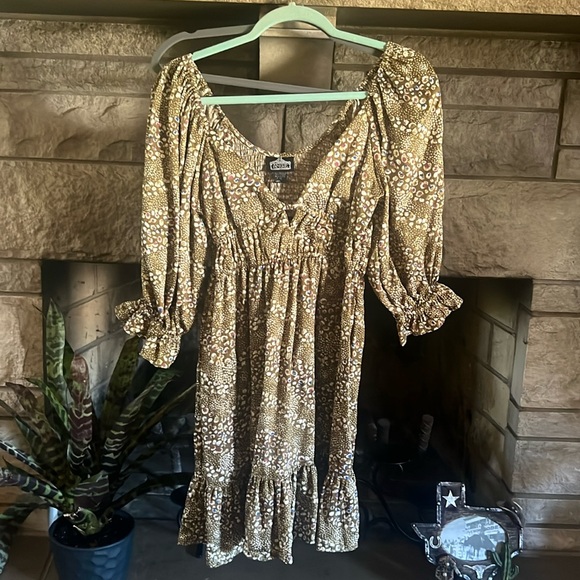 NWT Angie dress brown and gold Medium - Picture 1 of 7